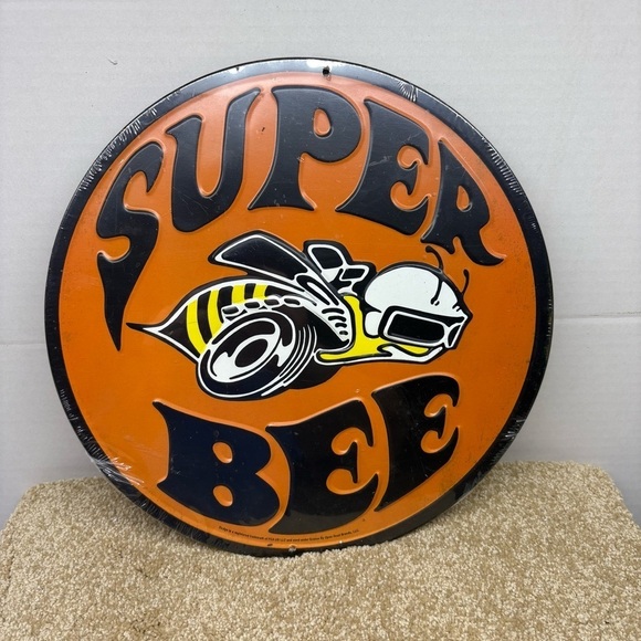 Dodge Other - 12" Dodge Mopar Super Bee Vintage Style Embossed Round Metal Sign Orange Black